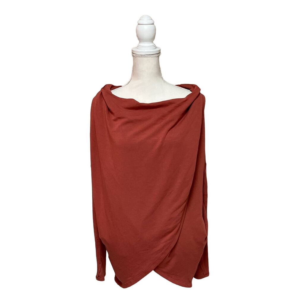 Athleta Purana Faux Wrap Hooded Sweatshirt Sweater XS Coral Pink SOFT
